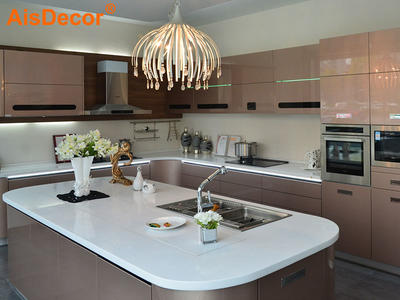 Metallic Rose Golden Glossy Lacquer Kitchen