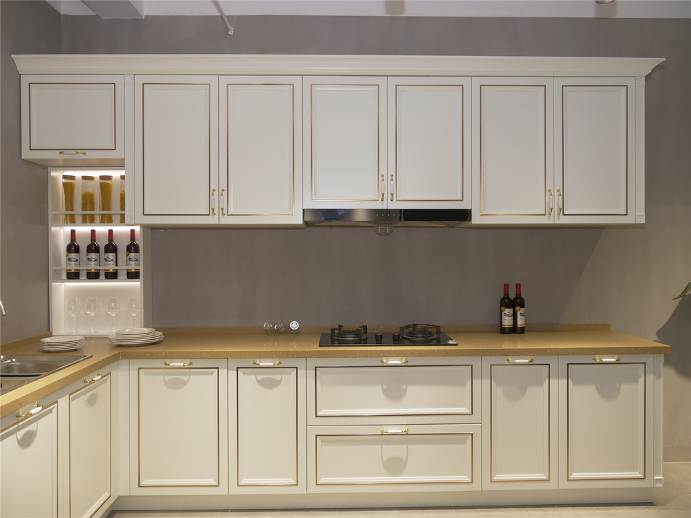 Luxury White L Shape Solid Wood Kitchen Cabinet
