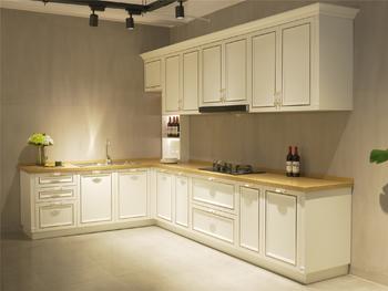 Luxury White L Shape Solid Wood Kitchen Cabinet