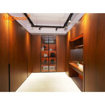 Modern Design Bedroom Melamine Wood Veneer Doors Wall Wardrobe