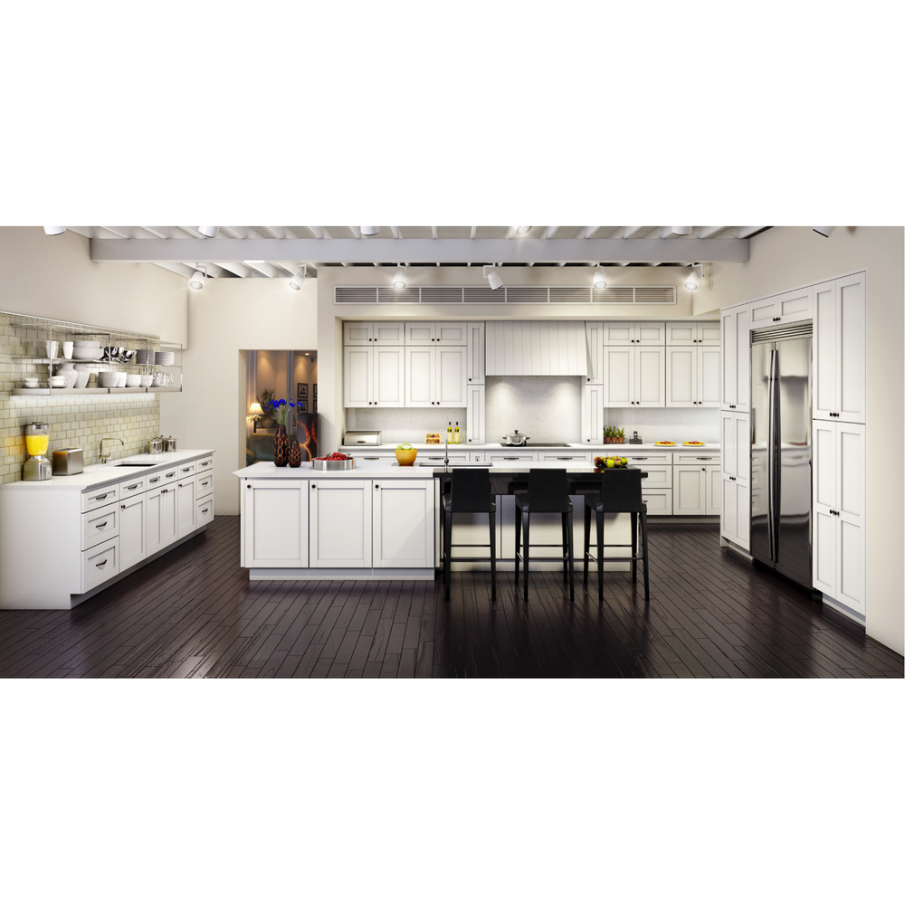 Top Quality White Color Shaker Style Kitchen Cabinet With Island