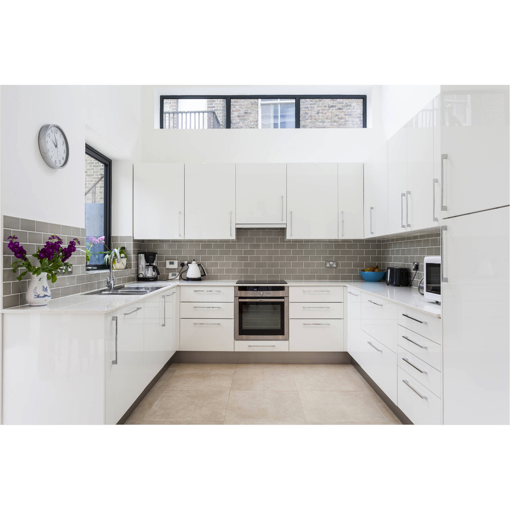 Luxury Apartment White High Gloss Lacquer Kitchen Cabinet